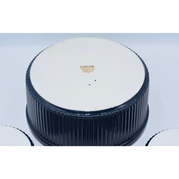 Dansk Bistro 4pc Christianshavn Blue Ribbed Ramekins & Soufflé Casserole Dish - Picture 7 of 8